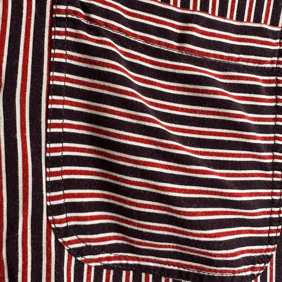 MAEVE | Anthropologie Adelaide Poplin Blue & Red Striped Button Down | Sz Large - Picture 5 of 7